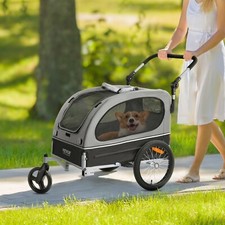 80 lbs 2-in-1 Pet Stroller Cart Dog Bike Trailer with Wheels, Reflectors  Easy