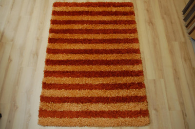 Teppich Langflor Trend-Shaggy 607 Kupfer gestreift 120x170cm Orange