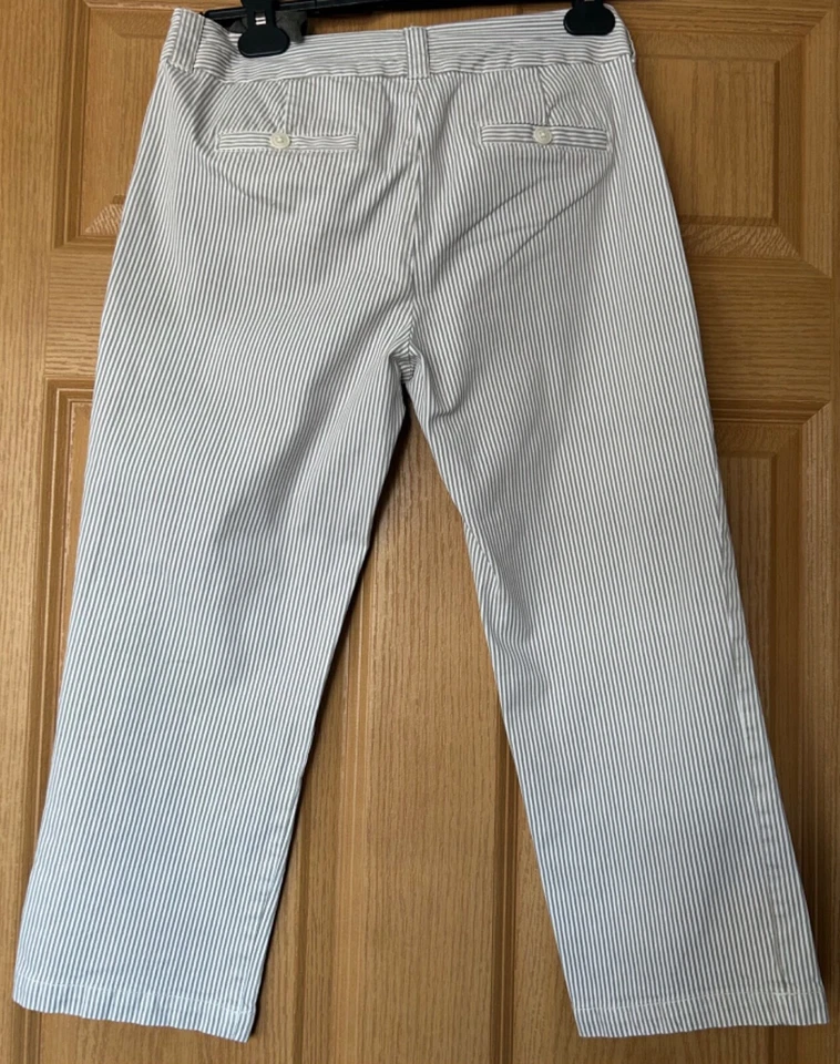 Boden Cropped Trousers WM315, Grey/White Stripe; Size 8 Petite - Image 2 of 4