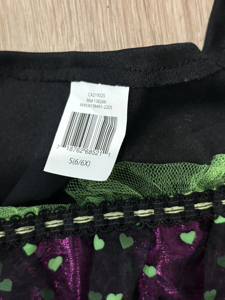 Девочек размер 6/6 x красивый зелье ведьма шляпа и платье костюм фиолетовый, зеленый, черный - Изображение 2 из 4