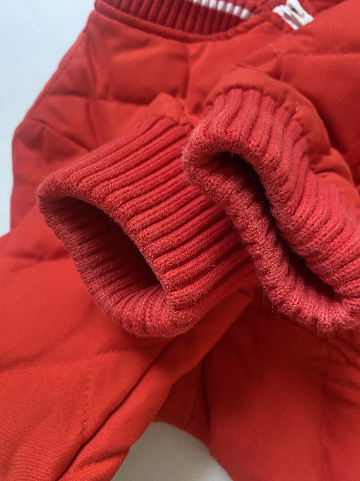 Long Quilt Patch Jacket Size S Down Fill Red BSX … - image 9