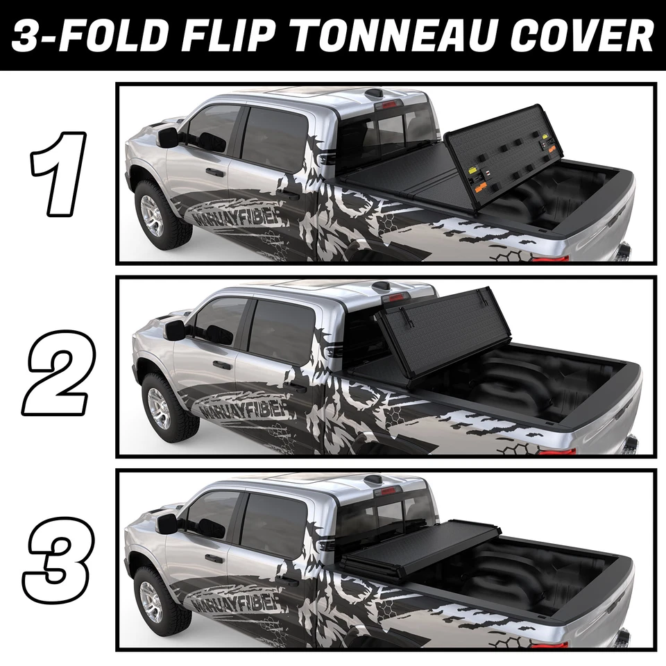 5.5FT 3Fold Hard Tonneau Cover For 2007-2013 Toyota Tundra w/ Lamp Truck Bed New - Image 3 of 4