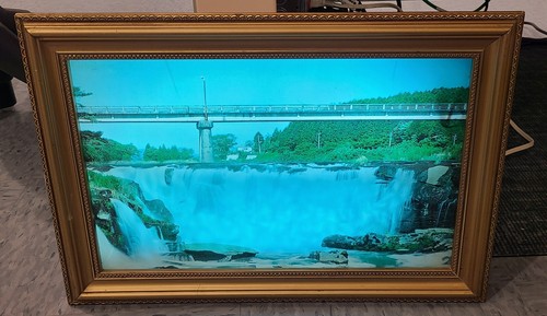 Vintage 1970s Light Up Waterfall Moving Picture Wall Decor - Picture 2 of 7