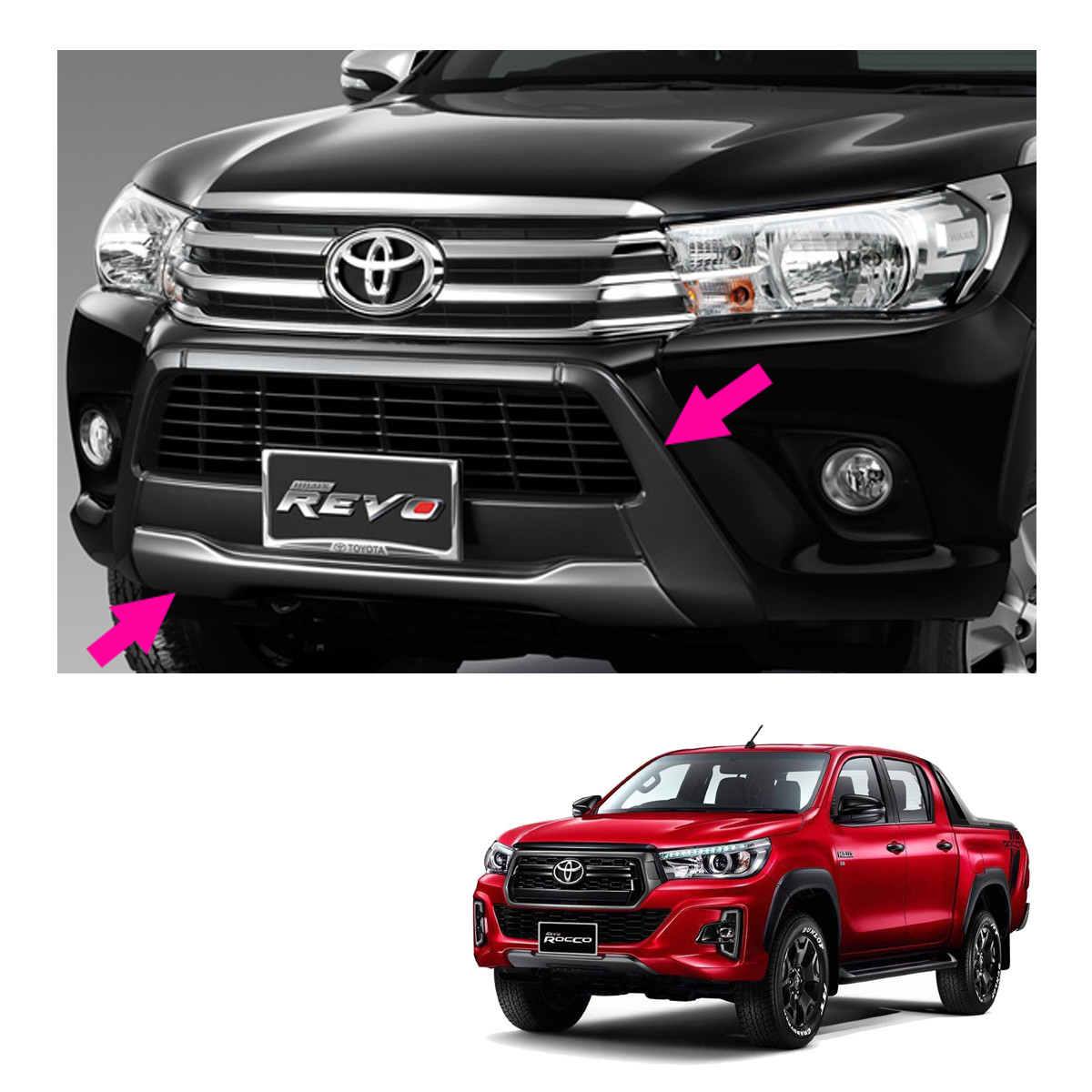 TOYOTA (トヨタ) 純正部品 BUMPER GUARD Genuine Front Bumper Guard Grey Silver For Toyota Hilux Revo 4
