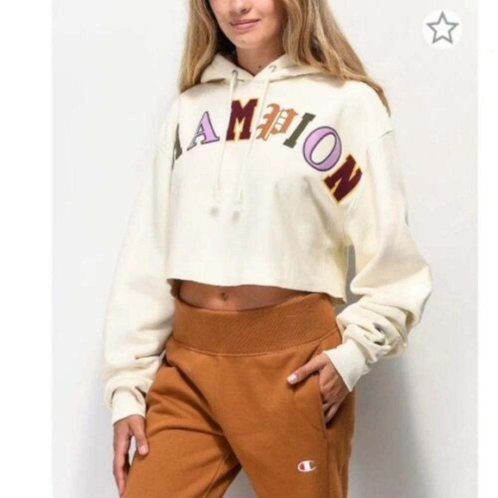 Champion reverse weave all over print cropped hoodie 2025
