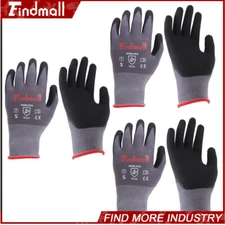 Findmall 3 Pairs S-Size Work Gloves MicroFoam Nitrile Coated Knit Nylon Gloves