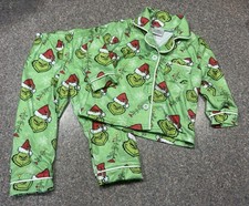 Festive Green Grinch Kids Pajama Set size 6/7 new