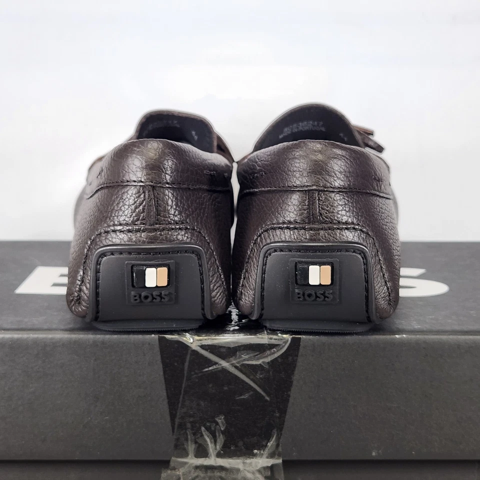 Драйвер мокасины BOSS Noel размер 11 — темно-коричневая кожа — кружевной галстук-бабочка — мужской - Изображение 4 из 4