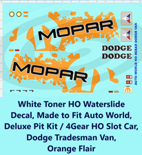 White Toner HO Decal Made for Auto World 4Gear Dodge Tradesman Van Orange Flair