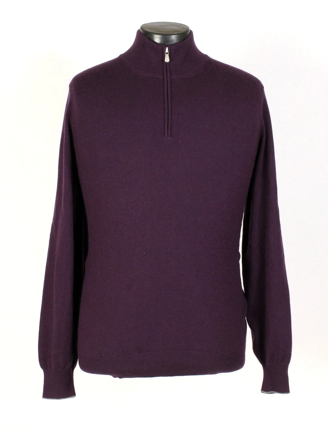 Brunello Cucinelli — Brunello Cucinelli 100% Cashmere 1/2 Zip Sweater - Purple - L - $1550 Retail