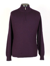 Brunello Cucinelli 100% Cashmere 1/2 Zip Sweater - Purple - L - $1550 Retail