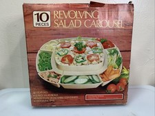 Vintage Revolving Salad Carousel Lazy Susan 10 pc