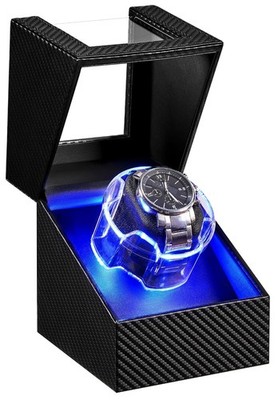 Automatic Watch Winder Box - 4 Modes, LED Crystal Design, Quiet Motor, Type-C Ad