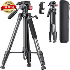74"-Camera-Tripod, Porfessional Aluminum Heavy Duty Tripod Stand for Mirrorless