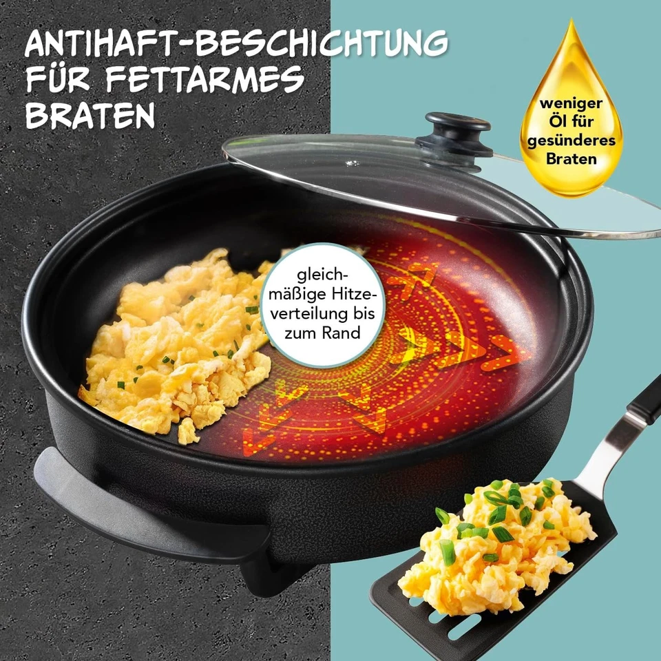 GOURMETmaxx elektrische Partypfanne Multipfanne Pizzapfanne XXL 40cm mit Deckel - Bild 4 von 4