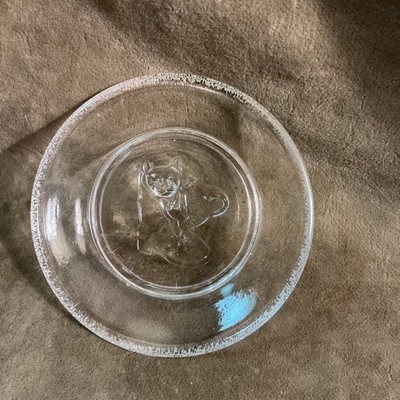 Victorian pressed pattern glass Puss N boots design stipple edge cup plate clear