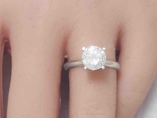 Genuine Diamond Ring 1.70 Carat  Round Brilliant Cut 14K White Gold Engagement