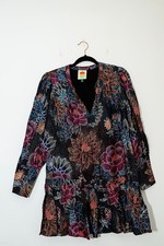 Farm Rio Dress XS Sparkle Flowers Mini longsleeve Spring Floral Boho Festival
