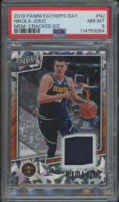 2019 Panini Fathers Day #NJ Nikola Jokic Cracked Ice Jersey Patch #ED /25 PSA 8