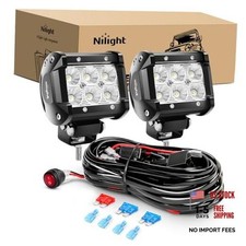 - ZH010 2PCS 4 Inch 18W Flood LED Fog Lights Off Road Led Pods Wiring Harness