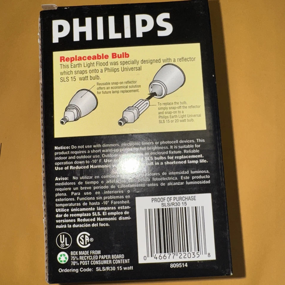 PHILIPS EARTH LIGHT 15WATT R30 FLOOD ENERGY SAVING LIGHT BULBS - Image 4 of 4