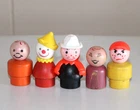 Vintage Wood Fisher Price Little People Fireman Clown Angry Freckle Boy
