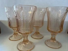 Set of 4 Vintage Indiana Glass Pink Madrid Recollection 6-1/2" Water Wine Goblet