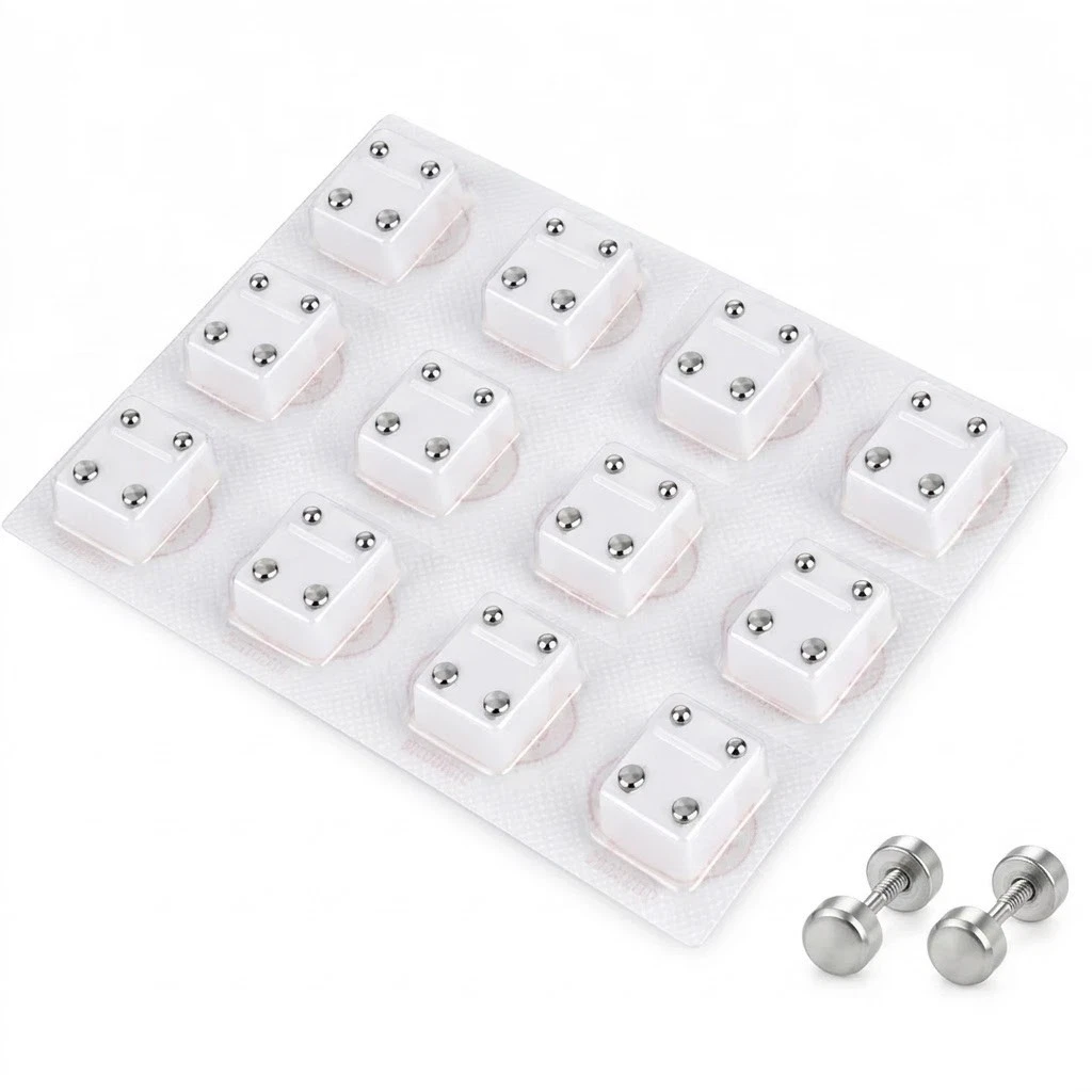 12 Pcs Sterile Steel Stud Earrings Sealed Blister Pack Body Piercing Tools image 3