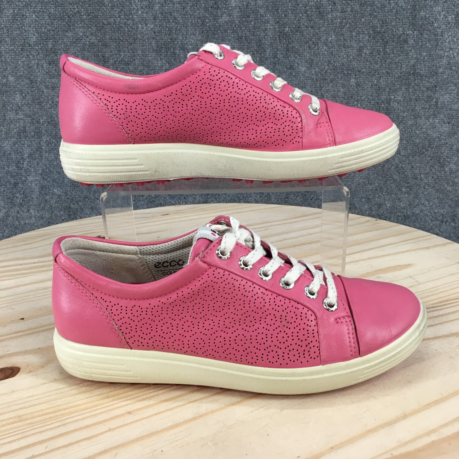 Womens 38 Casual Hybrid Golf Spikeless Sneakers Pink Leather