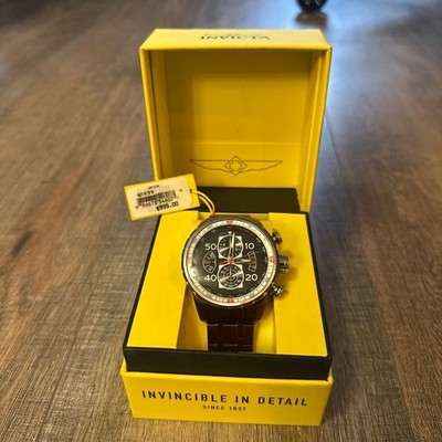 Invicta Aviator 48mm Quartz Multifunction Black Dial Red Metal Men's Watch 40699