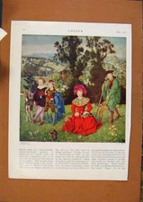 Original Old Vintage Print C1880-1924 Sirena By Ja Wells Color Art Victorian