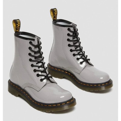 Doc Martens Air Wair 1460 Gray Patent Leather Boots US Ladies Sz 7.5