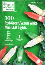 HOME ACCENTS HOLIDAY 1010 936 939 100CT RED  GREEN  WARM WHITE LED 28' - NEW 