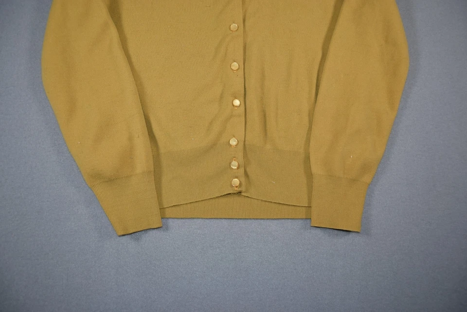 Vintage 50s Sweater Womens Small Gold Nylon Cardigan Ban Lon Mademoiselle - Image 2 of 4