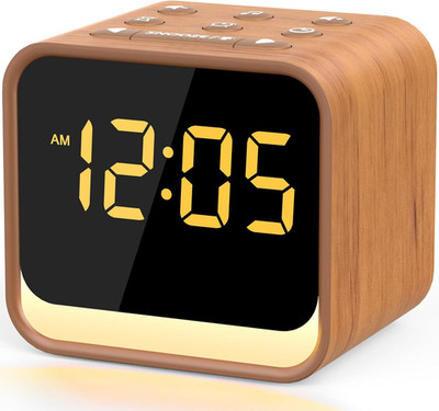 Wooden Sound Machine Alarm Clock for Bedrooms - Gentle Wake-Up with Birdsong, Wh