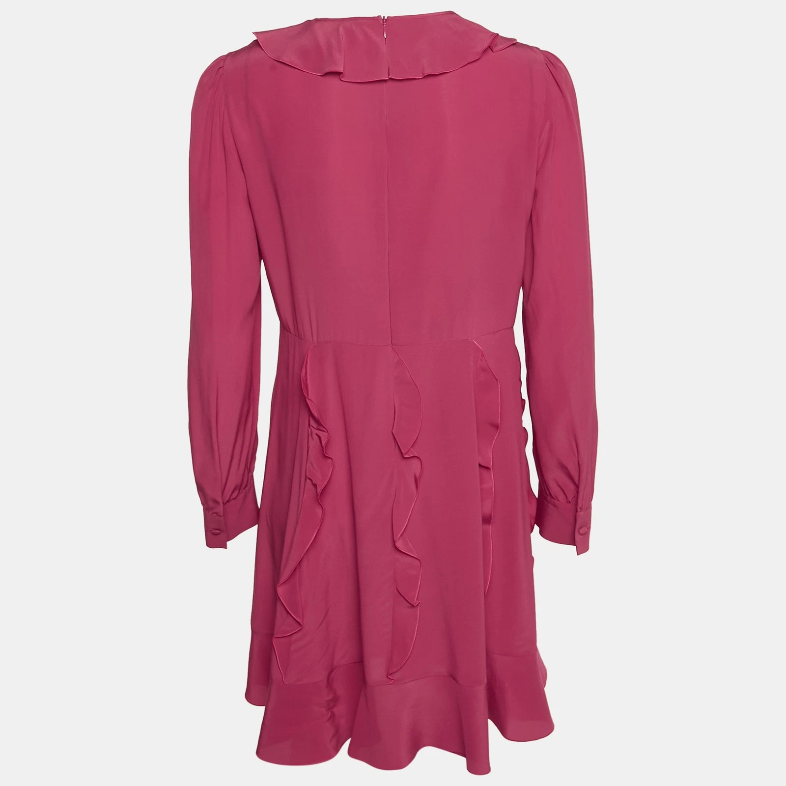 ROSSO Valentino Mini Abito Rosa Seta Increspato M