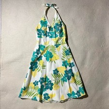 Ann Taylor Loft Women’s Small Floral Halter Dress with Blue and Yellow Accents