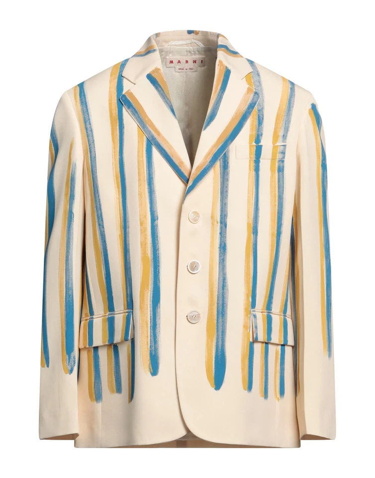RRP€1785 MARNI Wool Crepe Blazer Jacket IT48 US38 M Brush Stripes Made in Italy - Image 3 of 4