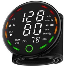 Rechargeable Wrist BP Monitor LED Display 2 99 Memory USB-C Carrying Case