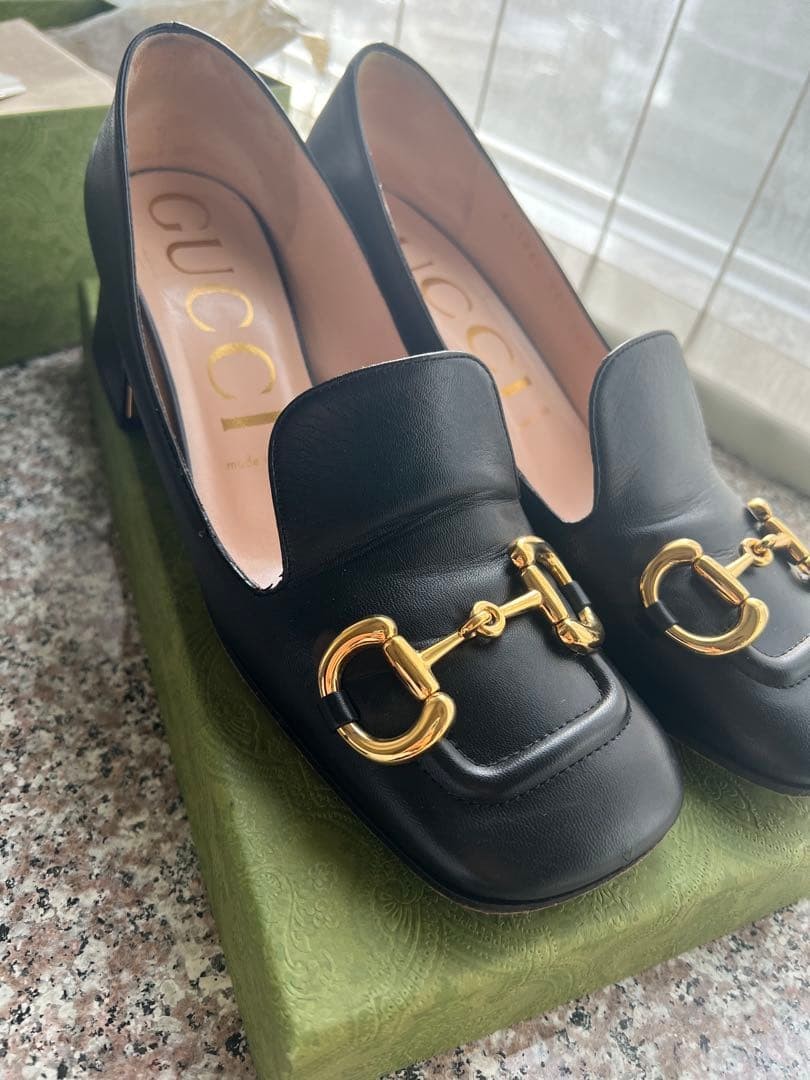 Gucci Horsebit Pumps Heel Black Leather Size 38.5 US About8.5 For Women thumbnail 10