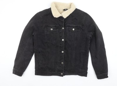 Glassons Damen schwarz Denim Sherpa gefütterte Jacke Größe 10