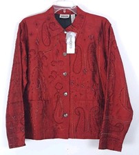 Chico's Design VTG NWT Silk Beaded Embroidered Jacket Sz 1 Medium Button Front