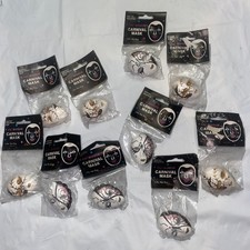 Carnival Mask Bisque 1 3/4" Wangs International 1990s Black Pink Gold White