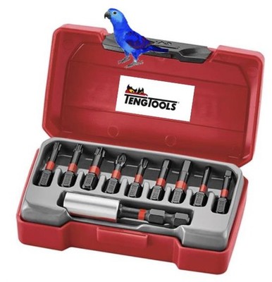 Teng 10-teiliges Schlag-Bit-Set 30 mm lang mit Bithalter & Koffer TM010