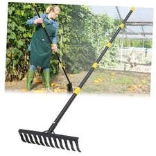Bow Rake Heavy Duty Garden Tools Lawn Leveling Rake with Long Handle, 12 78"
