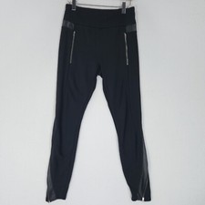 Athleta Pants Womens Small Black Luxe Ponte Faux Leather Trim Mid Rise Leggings