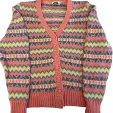 VTG 90s The Eagle's Eye Cardigan Sweater Pastel Knit Women's Sz 38 (XS)