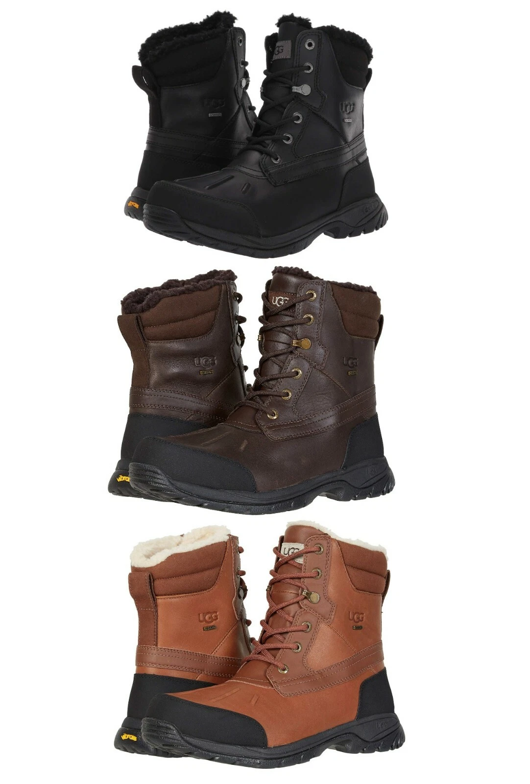 UGG Men's Felton Waterproof Leather Boots Casual Fashion Shoes Black Chestnut