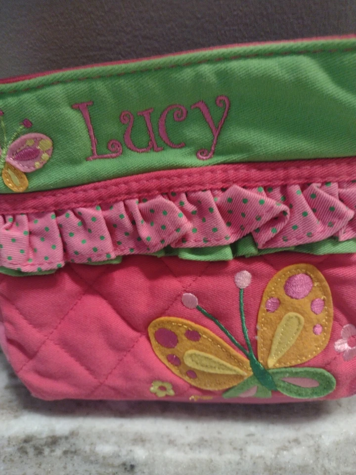 Stephen Joseph Purse, Embroidered "Lucy"  Girls, Pink, Quilted, Butterfly T53 - Image 2 of 4