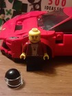 Lego Ferrari Red auto racing car with driver mini figure near mint Emblem Detail — photo 7